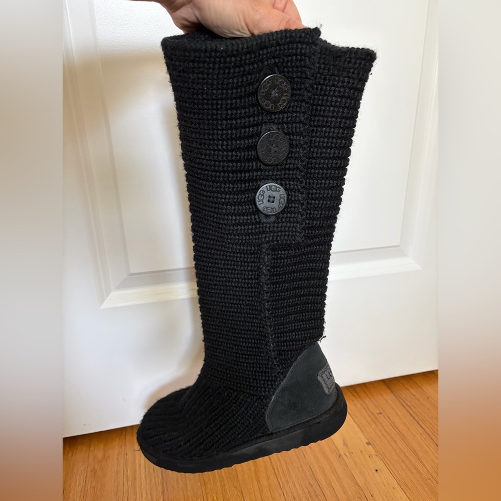 UGG Black Knit Button-Back Short Boots - Picture 6 of 11